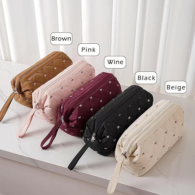 Large Quilted Hair Tools Travel Bag with Bow Pattern,Waterproof Hair Styling Accessories Storage Case for Shark FlexStyle, Dyson Airwrap Hair Dryer, Curling Iron, Revlon Hair Tools(Wine Red)