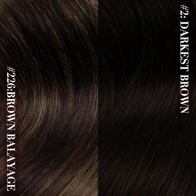 YoungSee Clip in Human Hair Extensions Dark Brown Balayage Medium Brown Clip in Hair Extensions Human Hair Ombre Straight Hair Extension Clip ins 18In 120G 7Pcs