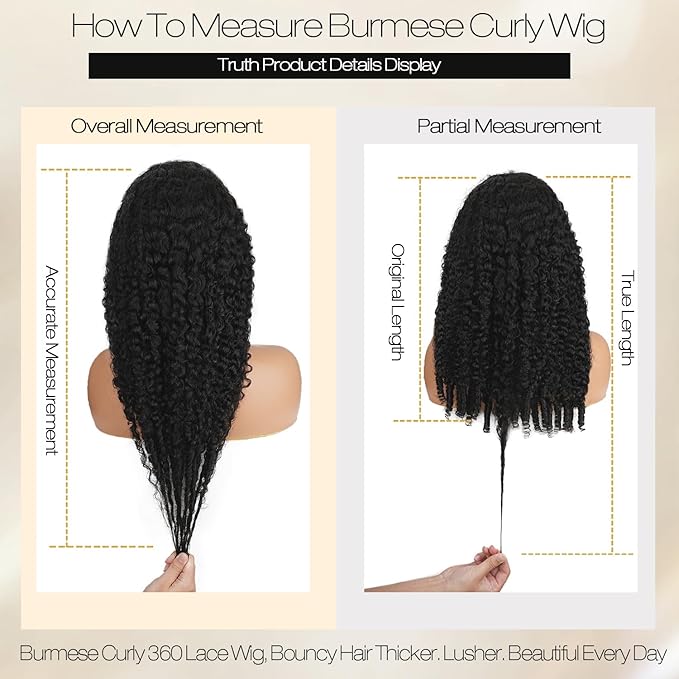 Burmese Curly Human Hair Wig with Spiral End 200% Density 360 Full HD Lace Front Wigs Human Hair Water Wave Wigs for Women 28Inch Pre Plucked with Baby Hair Tiny Knots Natural Black