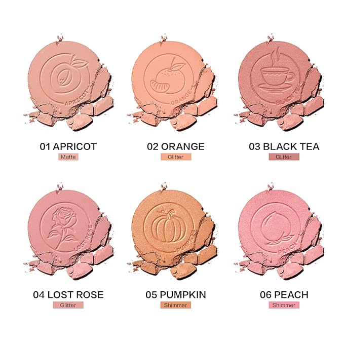 Face Blush, Powder Blush Makeup, Longlasting Highly Pigmented Face makeup, Smooth, Vegan & Cruelty Free, 1 Count, 02 ORANGE