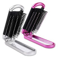 Sliverdew Travel Hair Brush, 2 Pieces, Folding Hair Brush with Mirror, Compact Hair Comb, Portable, Collapsible Pocket Brush, Small, for Women, Silver & Purple