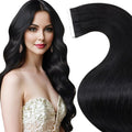 LaaVoo Tape in Hair Extensions Black Tape in Extensions Real Human Hair Invisible Tape ins Human Hair Extensions Soft Hair 12inch 50g 20pcs