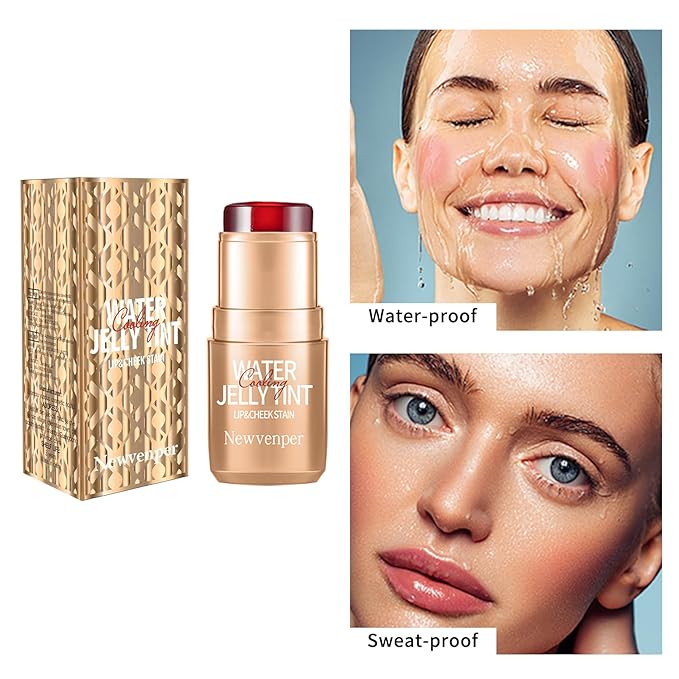 2PCS Jelly Blush Stick, Multi-Purpose Lip & Cheek Stick, Waterproof jelly tint, Moisturizing Cooling Water Jelly Tint Long Lasting cheek stain & lip tint for Women and Girls 02#