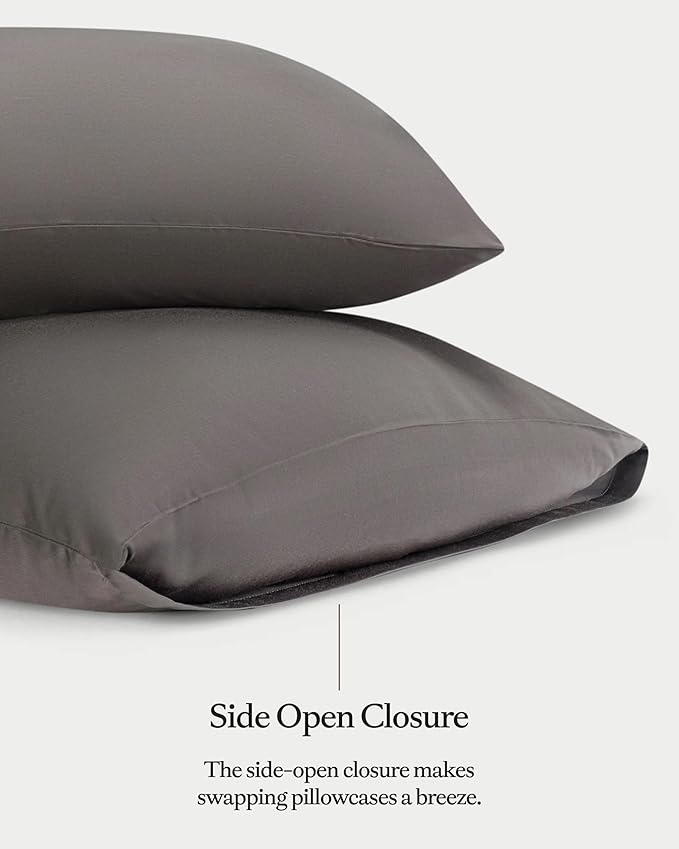 Cozy Earth Standard Pillowcases Set of 2 - Made of 100% Viscose from Bamboo, Ultra-Soft & Luxury, Woven from Naturally Breathable & Lightweight Fabric - Charcoal
