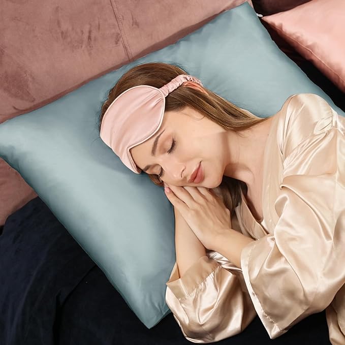Adubor 100% Silk Pillowcase - Mulberry Silk Pillow Cases, 23 Momme 6A Grade Fibers, Silk Pillow Case for Hair and Skin Health, with Hidden Zipper (Standard 20''×26'', Lake Blue, 1PC)
