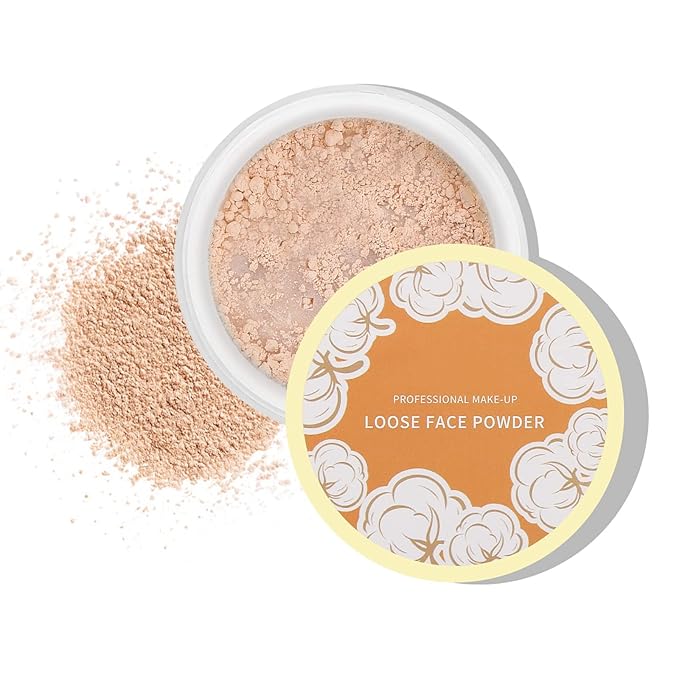 Boobeen Loose Face Powder Translucent Setting Powder Oil Control Loose Powder, Soft Focus Effect Makeup Loose Setting Powder, Lightweight Shine Control Matte Finishing, with Puff