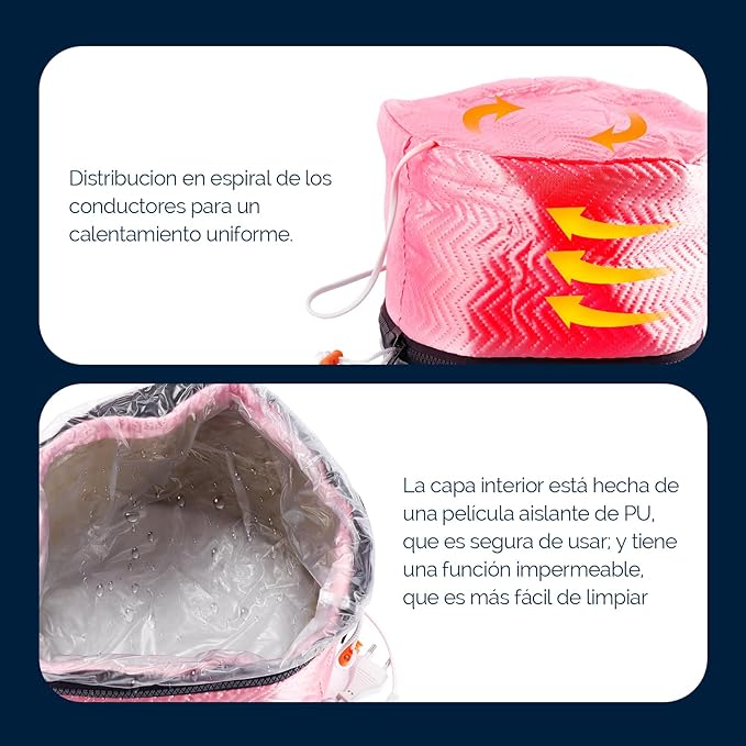 Electric Hair Steamer Cap with Temperature Control, Removable Thermal Hair Care Hat for Home Spa (Pink Type)