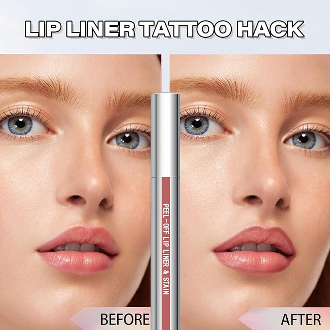 Cilrofelr Peel Off Lip Liner Stain with Tweezer, Long Wear Tattoo Lip Liner, Peel Off Lip Stain with Matte Finish, Long Lasting, Waterproof, Transfer-proof, Highly Pigmented Color (Buff)