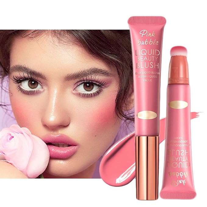 Liquid Blush Makeup Wand, Velvet Cream Blush Stick for Cheeks and Lips, Blush and Highlighter Stick, Easily Blendable, Long-Wearing, Smudge Proof