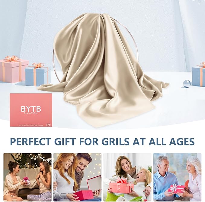 Silk Pillow Cases Queen Size 100% Mulberry Silk Pillowcase for Hair and Skin 22 Momme Both Side Grade 6A Silk Cooling Soft Breathable 20 x 30 Inches with Hidden Zipper 1PC, Beige