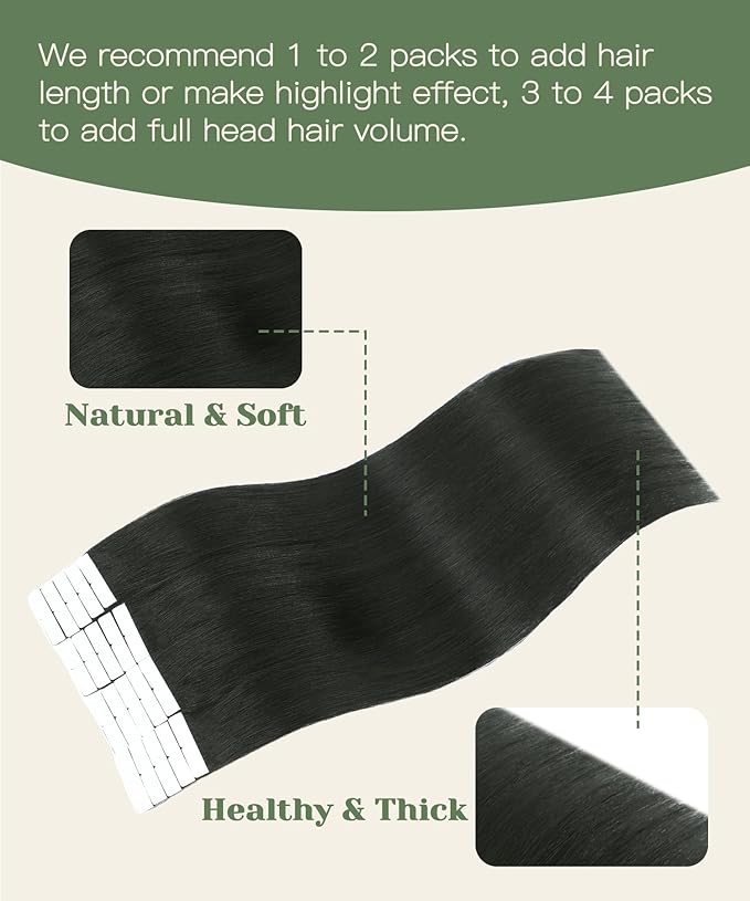 SURNEL Injected Tape in Extensions Human Hair 18 Inch Natural Black Seamless Remy Invisible Tape in Extensions 20 Pcs 40g(#1B,18)