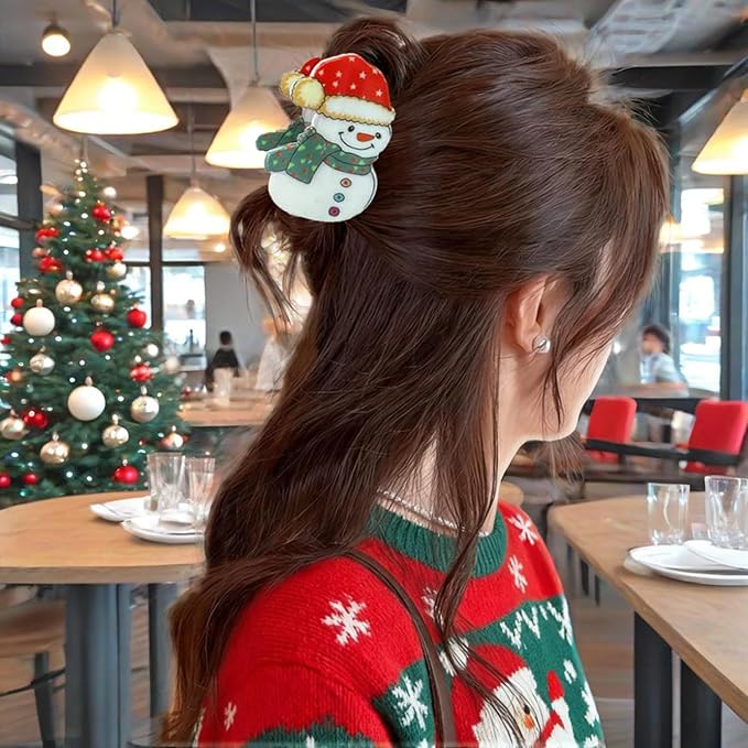 Christmas Hair Clips for Women, Funny Snowman Hair Claw Clips with Red Hat Scarf Hair Jaw Clips Cute Winter Christmas Hair Barrettes Non-slip Strong Hold Xmas Hair Accessories for Thick Thin Hair