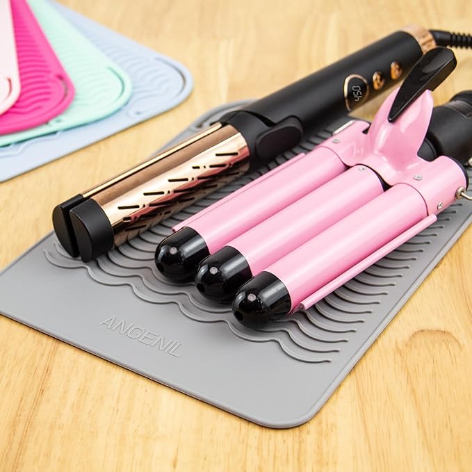 ANGENIL Large Heat Resistant Silicone Mat for Hot Hair Tools with Flat Iron Hair Straightener and Curling Irons Travel Essentials, Anti-scalding Accessories Pad Hot Tool Mat, Size 11.02" x 7.9"