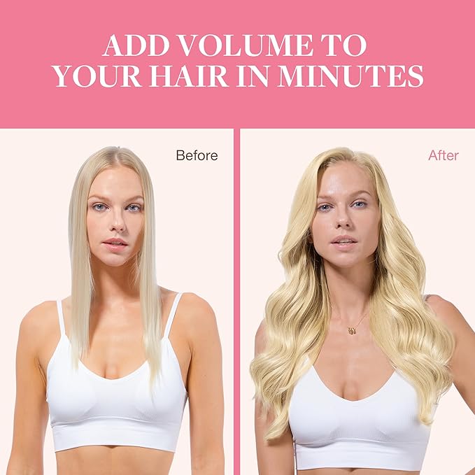 GOO GOO Clip in Hair Extensions Real Human Hair, Remy Human Hair Extensions Clip ins for Women, Natural Human Hair, 18inch 130g 7Pcs, 613R Bleach Blonde