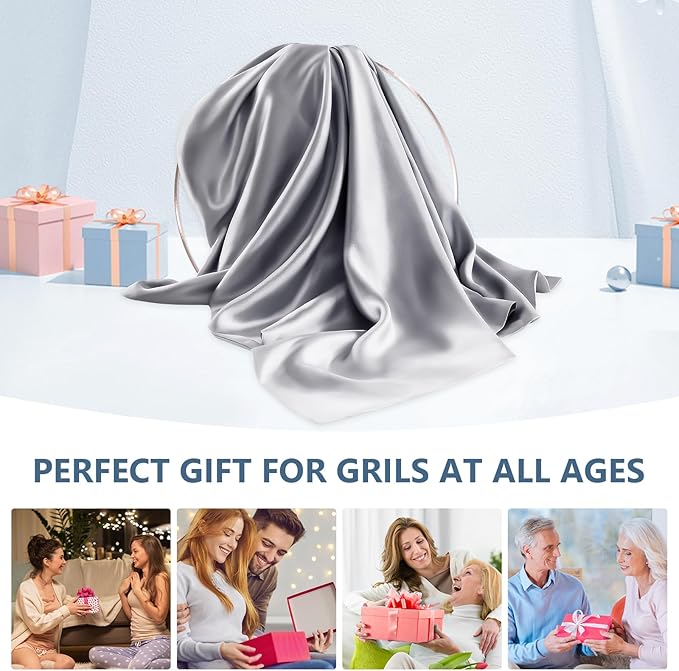 Silk Pillow Cases 2 Pack Standard Size Mulberry Silk Pillowcase Set of 2 for Hair & Skin 26 x 20 Inches 22 Momme Both Sided Grade 6A Silk Soft Breathable Cooling with Hidden Zipper, Grey