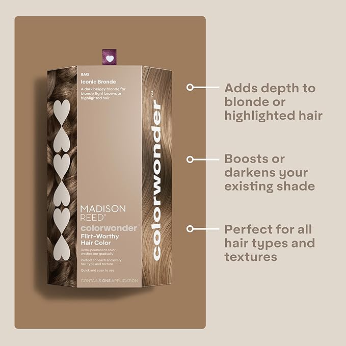 Madison Reed colorwonder Demi-Permanent Hair Color, Effortless At-Home Hair Dye, Ammonia-Free, Cruelty-Free, Iconic Bronde (8AG Dark Beige Bronde), Pack of 1