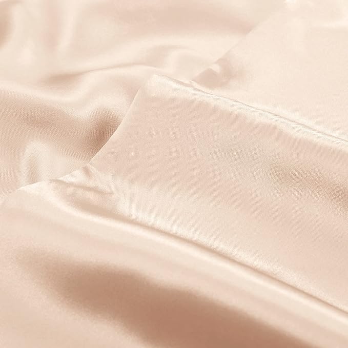 Aormenzy Beige Satin Pillowcase for Hair and Skin, Satin Pillow Cases for Women Standard Size Set of 2 with Envelope Closure Silky Pillow Covers Wrinkle, Fade Resistant (20x26 Inches)