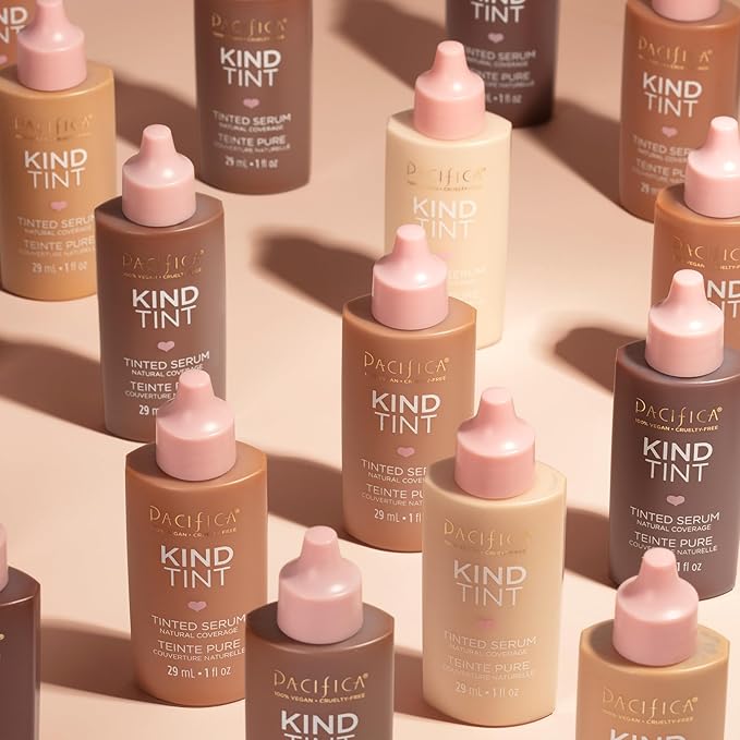 Pacifica Beauty Kind Tint Tinted Serum, Skincare, Vegan Collagen, Hyaluronic Acid, Vitamin C, Niacinamide, Caffeine, Hydrating, Lightweight Foundation, Natural Dewy Skin, Shade 24, 1 fl oz (1 Count)