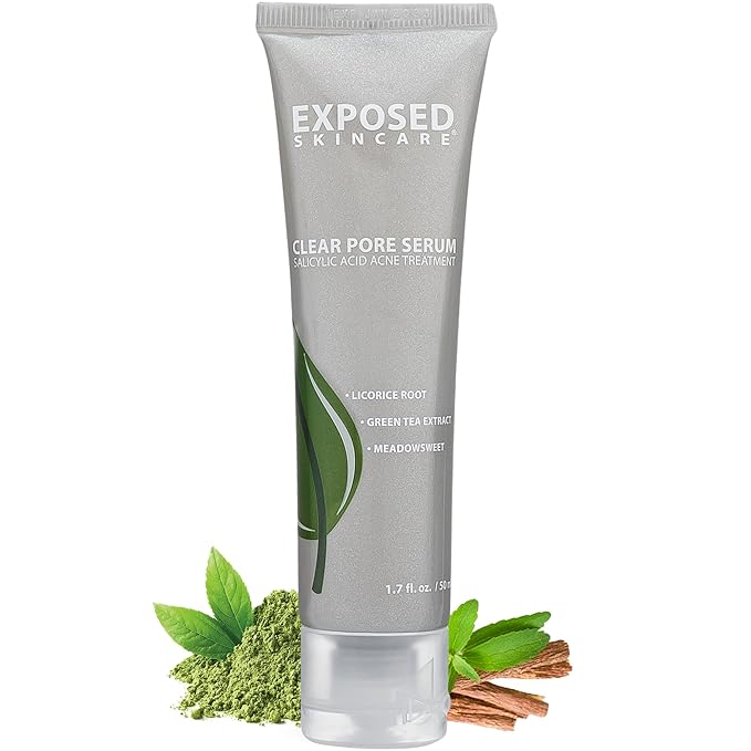 Exposed Skin Care Clear Pore Serum - Green Tea, Licorice Root, Salicylic Acid - Unisex Skin Serum for Oily, Sensitive Skin