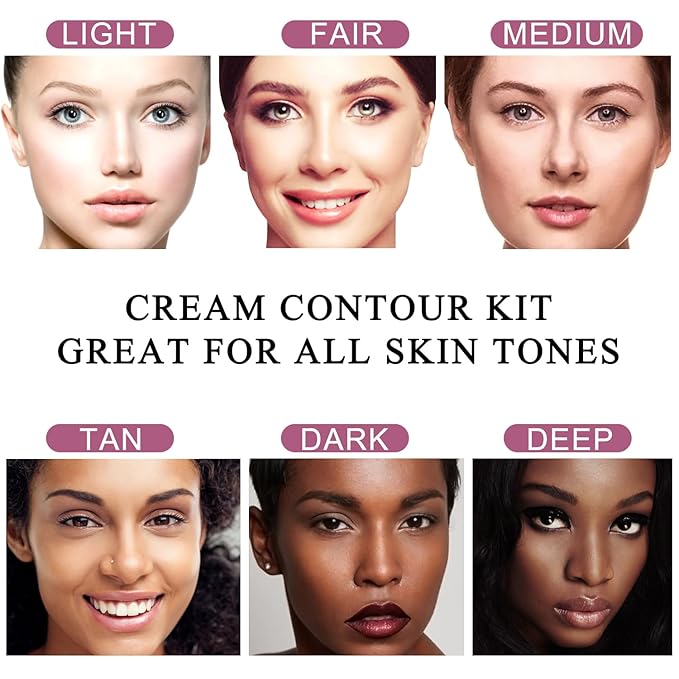 Youngfocus Cosmetics Cream Contour Best 8 Colors and Highlighting Makeup Kit - Contouring Foundation/Concealer Palette - Vegan & Cruelty Free - Step-by-Step Instructions Included