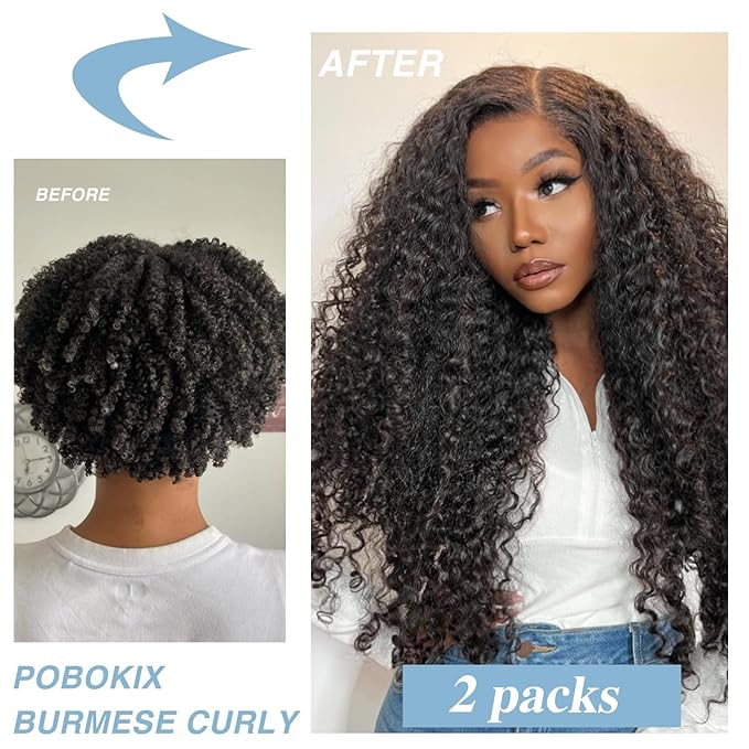 Burmese Curly Clip in Hair Extensions Real Human Hair, 8Pcs Remy Human Hair Clip in Extensions for Women, Natural Soft Human Hair, 120g 14inch #1B Natural Black
