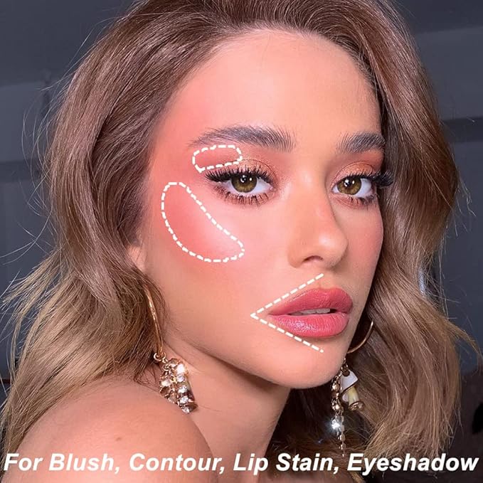 Mysense Liquid Blush Makeup Wand, Soft Cream Blush for Cheeks Tint, Matte Blush Contour Wand with Cushion Applicator, Dewy Finish, Weightless, Natural-Looking, 101 Ravishing-Nude Pink, 0.34fl.oz