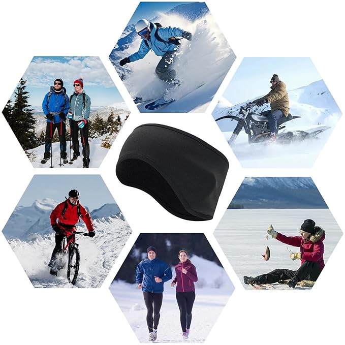 Ear Warmers for Men and Women & Ear Warmers for Cold Weather Headband (Black, One Size)