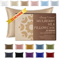 25 Momme Premium Mulberry Silk Pillowcase for Hair and Skin | Handcrafted Hypoallergenic & Anti-Acne Silk Pillow Cases with Zipper | Queen - 20" x 30", Champagne