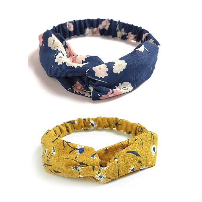 DRESHOW 10 Pack Boho Headbands for Women Girls Criss Cross Elastic Hair Band Twisted Head Wrap Floral Hair Accessories