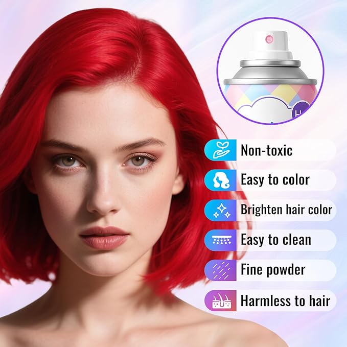 Temporary Pink Hair Color Spray – 1-Day Washable Hair Color for Women Kids Men, Fun Hair Spray for Halloween, Cosplay, Costumes, Parties, Festivals, Crazy Hair Day, DIY Hair Looks