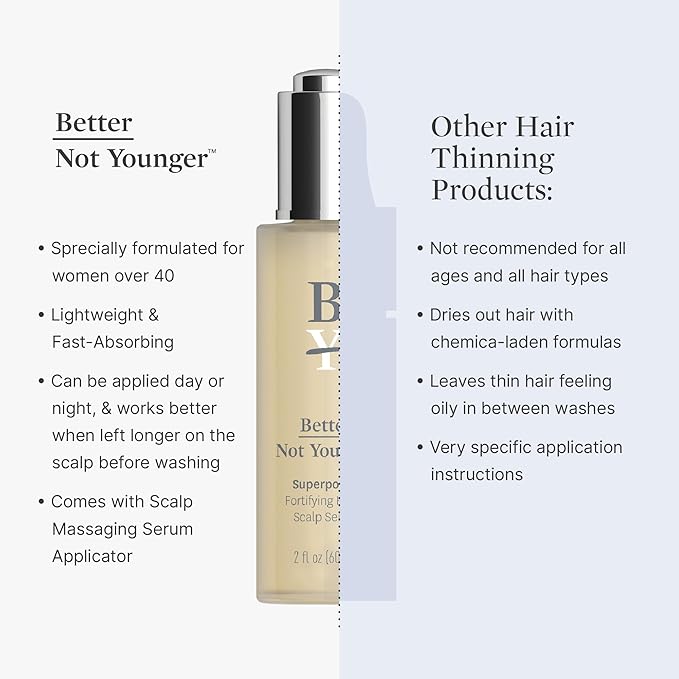 Better Not Younger Superpower Serum & Liquid Comb Bundle – Hair Growth Serum with Scalp Massaging Applicator for Thinning, Aging Hair – Fuller, Stronger Hair for Women Over 40