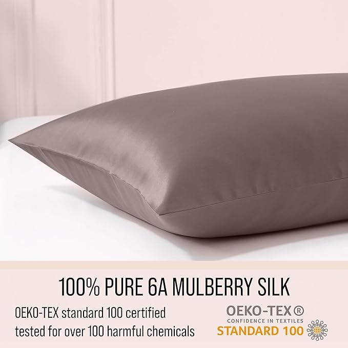 Bella Coterie Luxury Silk Pillowcase for Hair and Skin | 30 Momme | 100% Pure 6A Mulberry Silk | Super Soft | Perfectly Plush [Queen, Mocha]