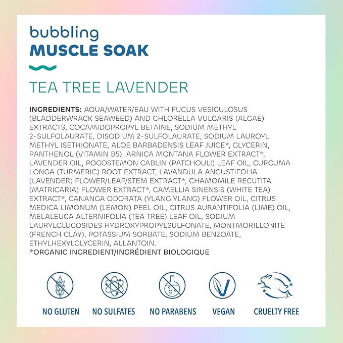 Seaweed Bath Co. Bubbling Muscle Soak, Tea Tree Lavender Scent, 12 Ounce, Sustainably Harvested Seaweed, French Sea Clay, Arnica