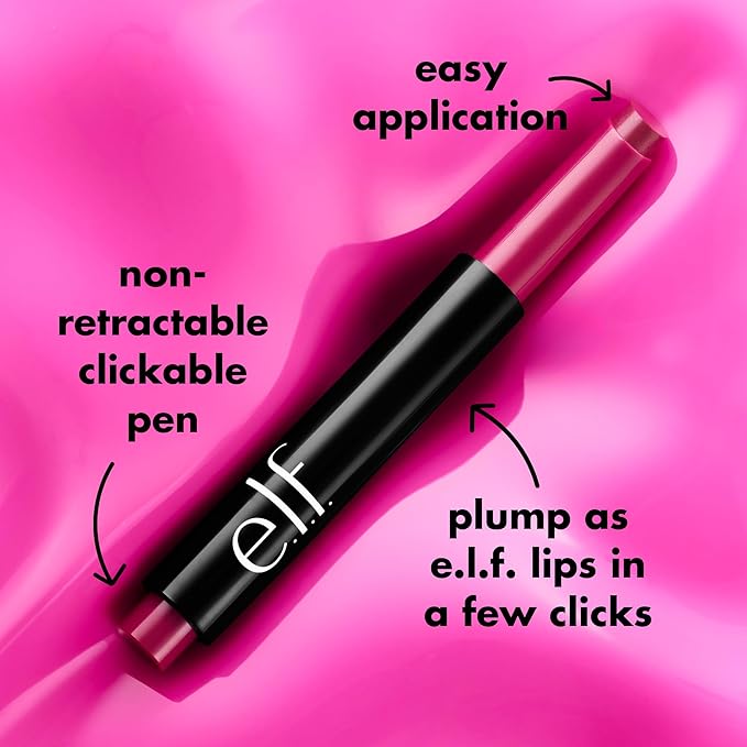 e.l.f. Pout Clout Lip Plumping Pen, Nourishing Lip Balm For Sheer Color & Shine, Plumps & Moisturizes, Vegan & Cruelty-Free, Plum on Over