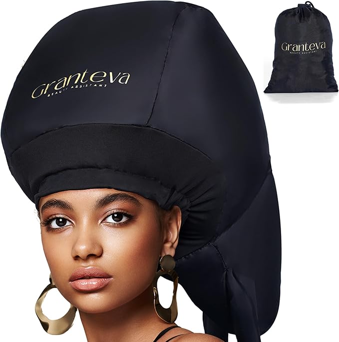 Hooded Hair Dryer Attachment with Dual Turbo Airflow & Soft Headband – Speeds Up Drying for Curly Hair, Reduces Heat on Ears & Neck – Large Hair Dryer Bonnet for Deep Conditioning at Home