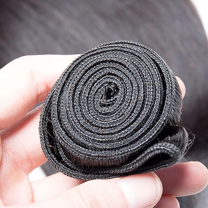 Human Hair Bundles Natural Black Straight Hair Extensions Grade 8A Peruvian Virgin Remy Hair Single Bundle 22 Inch Double Weft Real Color 1B Hair Weave