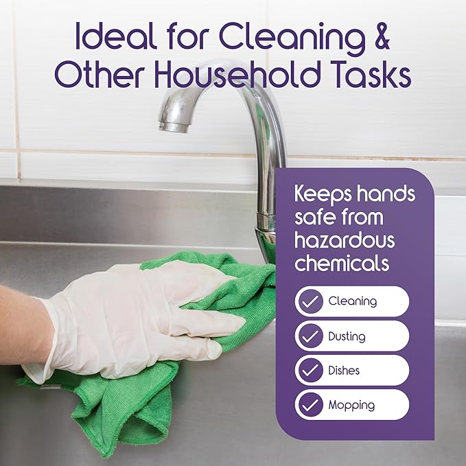 Inspire Medical Exam Gloves | Powder Free Stretch Vinyl Gloves | Disposable Latex Free Gloves | Disposable Food Safe Food Prep Cooking Gloves