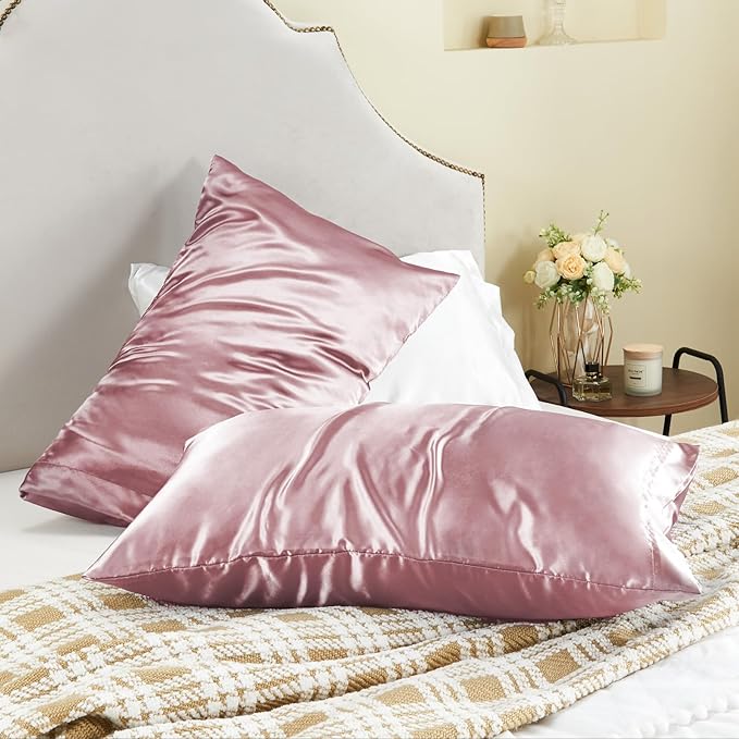 BEDELITE Satin Pillowcase for Hair and Skin, Super Soft and Cooling Similar to Silk Pillow Cases 2 Pack with Envelope Closure, Gift for Women Men(20"x30" Queen Size, Nostalgia)