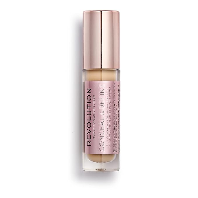 Makeup Revolution Conceal and Define Concealer, Full Coverage & Matte Finish, C10.2 for Medium/Tan Skin Tones, Vegan & Cruelty-Free, 0.7 Fl Oz