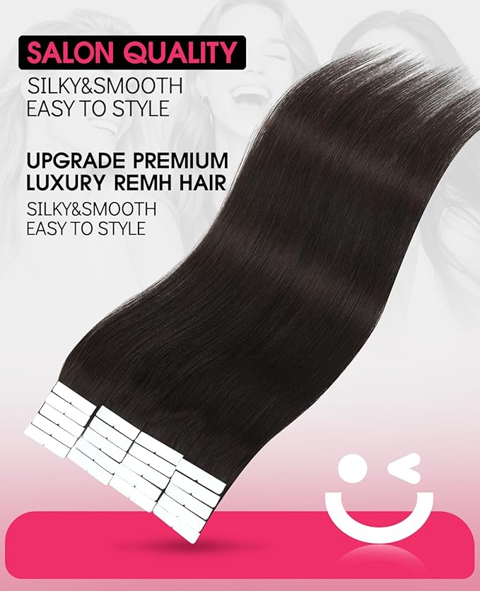 Youngsmile Invisible Tape in Hair Extensions Human Hair, #2 Dark Brown,20pcs 40g,18 Inch Remy Seamless Injection Tape in Human Hair Extensions (#2,18'')