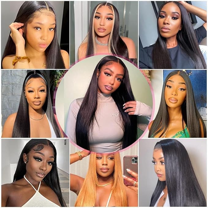 13x6 Straight Lace Front Wigs Human Hair HD Transparent Lace Front Wigs for Black Woman Brazilian Pre Plucked Natural Color 26 Inch