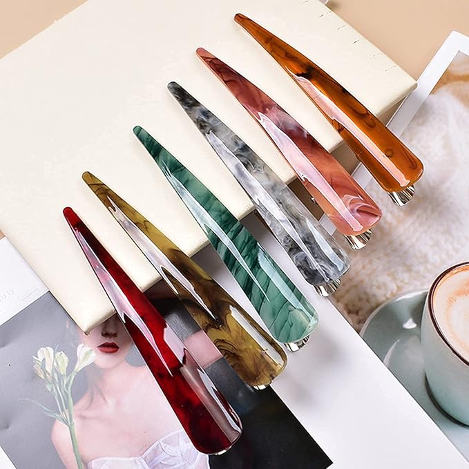 Large Metal Duckbill Hair Clips for Women - 6 Pieces, 5.5 Inch Long Non-Slip French Twist Clips, Chic Alligator Styling Clips for Thick Long Hair