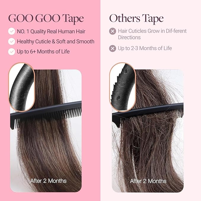 GOO GOO Invisi Edge Wide Tape in Hair Extensions, 4/27/4 Balayage Chocolate Brown to Caramel Blonde,4pcs 20inch 20g, Remy Human Hair,Seamless Injected Tape, Natural Look