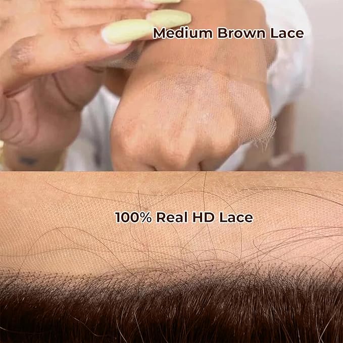250 Density 13x6 HD lace wig Real FULL SKINLIKE Pre Plucked 0.10mm Ultra-thin Invisible Chocolate Brown lace front wig HD Lace Front Wigs Human Hair Small Knots Body Wave Full Virgin Hair 22inch