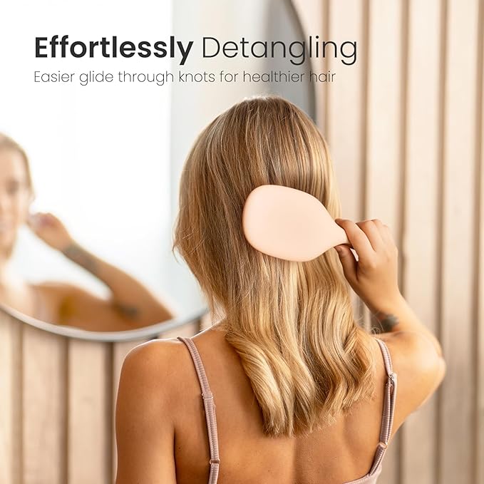 AIMIKE Rose Luxe Detangler Brush, Pain-Free Detangling Brush with Ultra-Soft FlexGlide Bristles, Effortlessly Remove Knots & Reduce Hair Breakage, Wet Dry Paddle Brush for Women Thin Fine Hair