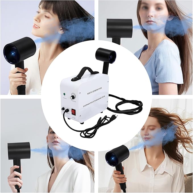 Nano Hair Steamer, 1300W Hairs Salon Steamer Spray Gun, Hair Salon Hair Face Care Spray w/11.8 OZ Water Tank, Professional Steamers Gun for Homes, Beauty Hospitals, Offices(White)