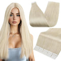 Full Shine Tape in Hair Extensions 12 Inch Tape ins Human Hair Extensions 30g Color 1000 Blonde Seamless Real Remy Extensions Brazilian Double Sided Tape Ins 20PCS
