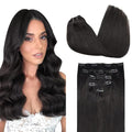 DOORES Human Hair Extensions Clip in, 5pcs 80g Natural Black 18 Inch Clip in Hair Extensions Straight Natural Remy Hair Extensions
