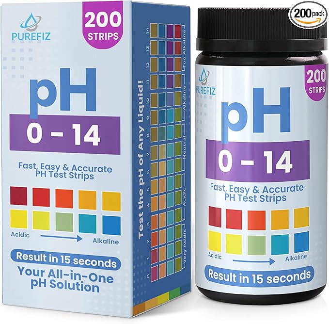 pH Test Strips 0-14 | 200 Universal Strips for Fast, Accurate pH Testing | Litmus Paper for Water, Pools, Kombucha, Food, Soap Making, Skincare, Brewing, Hydroponics, Science, Fermentation & Canning