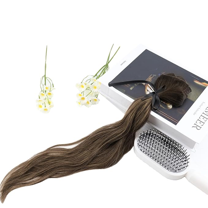 Full Shine Dark Brown Balayage Clip in Extensions Real Human Hair 3 Pcs 60 G Light Weight Clip in Hair Extensions Brown Balayage Brazilian Hair Extensions 12 Inch